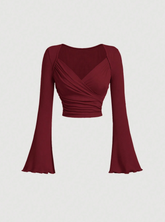 Overlapping Bell Sleeve Top